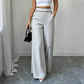 Women's High-Waisted Wide-Leg Pants with Contrast Trim