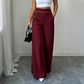 Women's High-Waisted Wide-Leg Pants with Contrast Trim