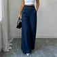 Women's High-Waisted Wide-Leg Pants with Contrast Trim