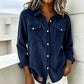 Women's Casual Ribbed Button Down Shirt