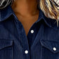 Women's Casual Ribbed Button Down Shirt