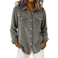 Women's Casual Ribbed Button Down Shirt