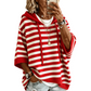 Women's Casual Striped Hooded Pullover Top