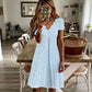 Women's Scalloped V-Neck Eyelet Dress