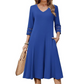 Women's Casual V-Neck Midi Dress