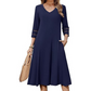 Women's Casual V-Neck Midi Dress
