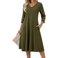 Women's Casual V-Neck Midi Dress