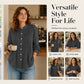 Women's Casual Stand Collar Pleated Shirt