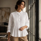 Women's Casual Stand Collar Pleated Shirt