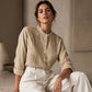 Women's Casual Stand Collar Pleated Shirt