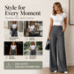 Women's High-Waisted Wide-Leg Pants with Side Buttons
