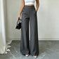 Women's High-Waisted Wide-Leg Pants with Side Buttons