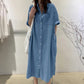 Women's Loose-Fit Button-Down Denim Dress