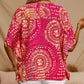 Women's Vacation Style Loose V-Neck Printed Top with Dolman Sleeves