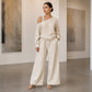 Women's Elegant One-Shoulder Top & Wide-Leg Pants Set