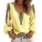 Women's V Neck Long Sleeve 3D Print Top