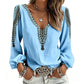 Women's V Neck Long Sleeve 3D Print Top
