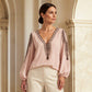 Women's V Neck Long Sleeve 3D Print Top