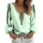 Women's V Neck Long Sleeve 3D Print Top