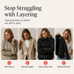 Women’s Elegant Denim Spliced Ribbed Knit Coat