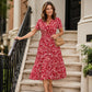 Women's Elegant V-Neck Floral Print Dress