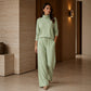 Women's Turtleneck Top & Wide-Leg Pants Set