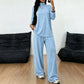 Women's Turtleneck Top & Wide-Leg Pants Set