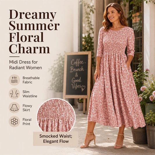Women's Smocked Floral Print Dress