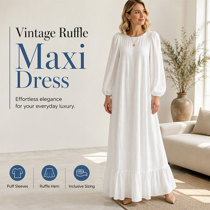 🏆Bestseller 👗 Flowing Ruffle Maxi Gown – Timeless Vintage Charm with Modern Breathable Comfort