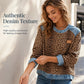 🐆 Retro Statement Style | Women's Leopard Print Denim-Patchwork Sweatshirt