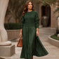🌸LAST DAY SALE - 50% OFF!!✨ Effortless Elegance | Women's Pleated Round-Neck Maxi Dress 🌟