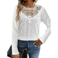 🌸 Lace Detail, Easy Elegance | Women's Floral Lace Patchwork Long-Sleeve Top
