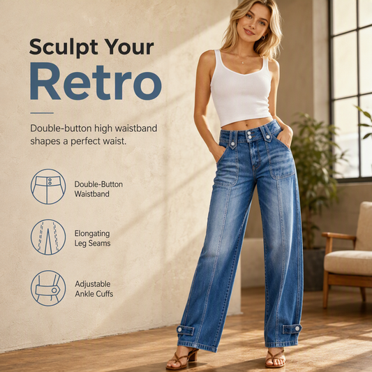 Women's Retro Wide-Leg Denim Jeans
