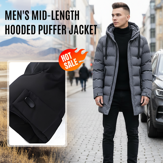 Men's Mid-Length Hooded Puffer Jacket