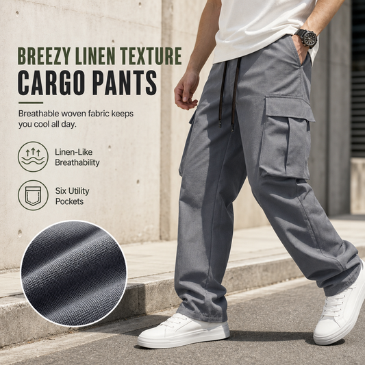 Men's Casual Cargo Pants with Drawstring
