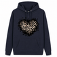 Women's Casual Fleece Hoodie with Leopard Heart Graphic and Kangaroo Pocket