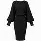 ✨ Defined Waist, Elegant Batwing Drape | Women's Ribbed Knit Midi Dress