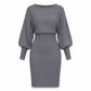 ✨ Defined Waist, Elegant Batwing Drape | Women's Ribbed Knit Midi Dress