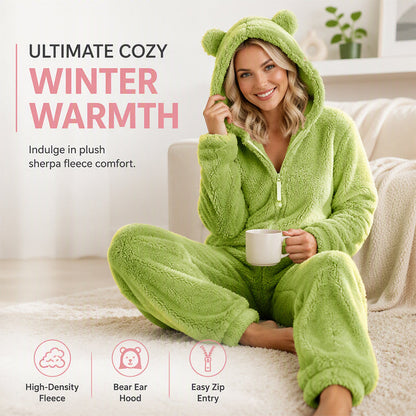 Women's Winter Warm Hooded Onesie Pajamas Jumpsuit