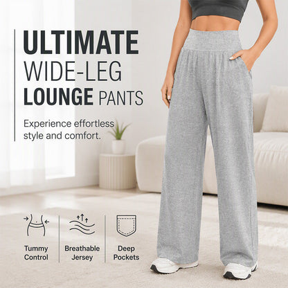 Women's High-Waisted Wide-Leg Lounge Pants with Side Pockets