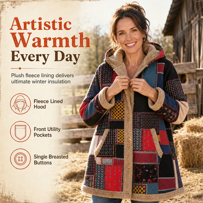Women's Winter Cotton Linen Printed Hooded Sweatshirt Warm Plush