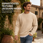 Mens Long Sleeve Jacquard Crew Neck Sweatshirt Loose Fit Thickened Autumn Winter Top Plus Size