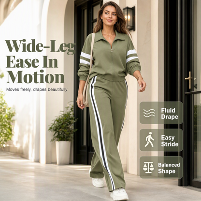 Women's Casual Sweatshirt and Wide-Leg Pants Set