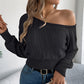 Women's Off-The-Shoulder Cropped Knit Sweater
