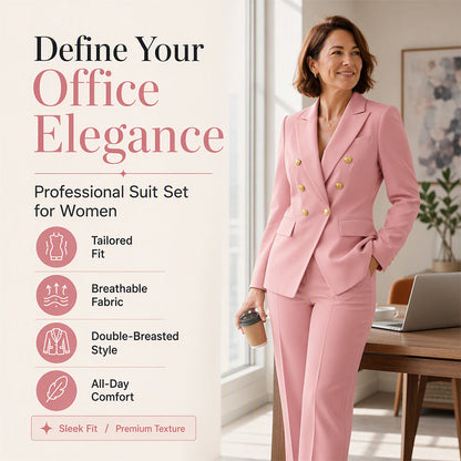 Women's Elegant Double Breasted Blazer & Pants Set