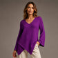 Women's Loose Waffle Knit V-Neck Top