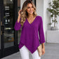 Women's Loose Waffle Knit V-Neck Top