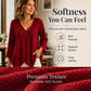 Women's Loose Waffle Knit V-Neck Top