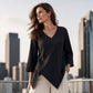 Women's Loose Waffle Knit V-Neck Top