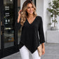 Women's Loose Waffle Knit V-Neck Top
